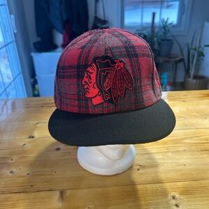 NHL Chicago Blackhawks New Era Black and Red Cap